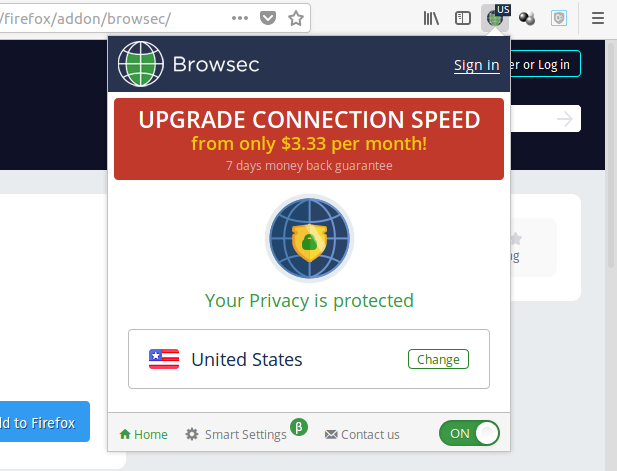 Browsec VPN Add-ons for Firefox